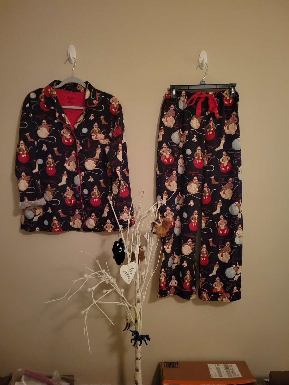 Nick & Nora Navy Pajama Set with Red Trim and Playful Print